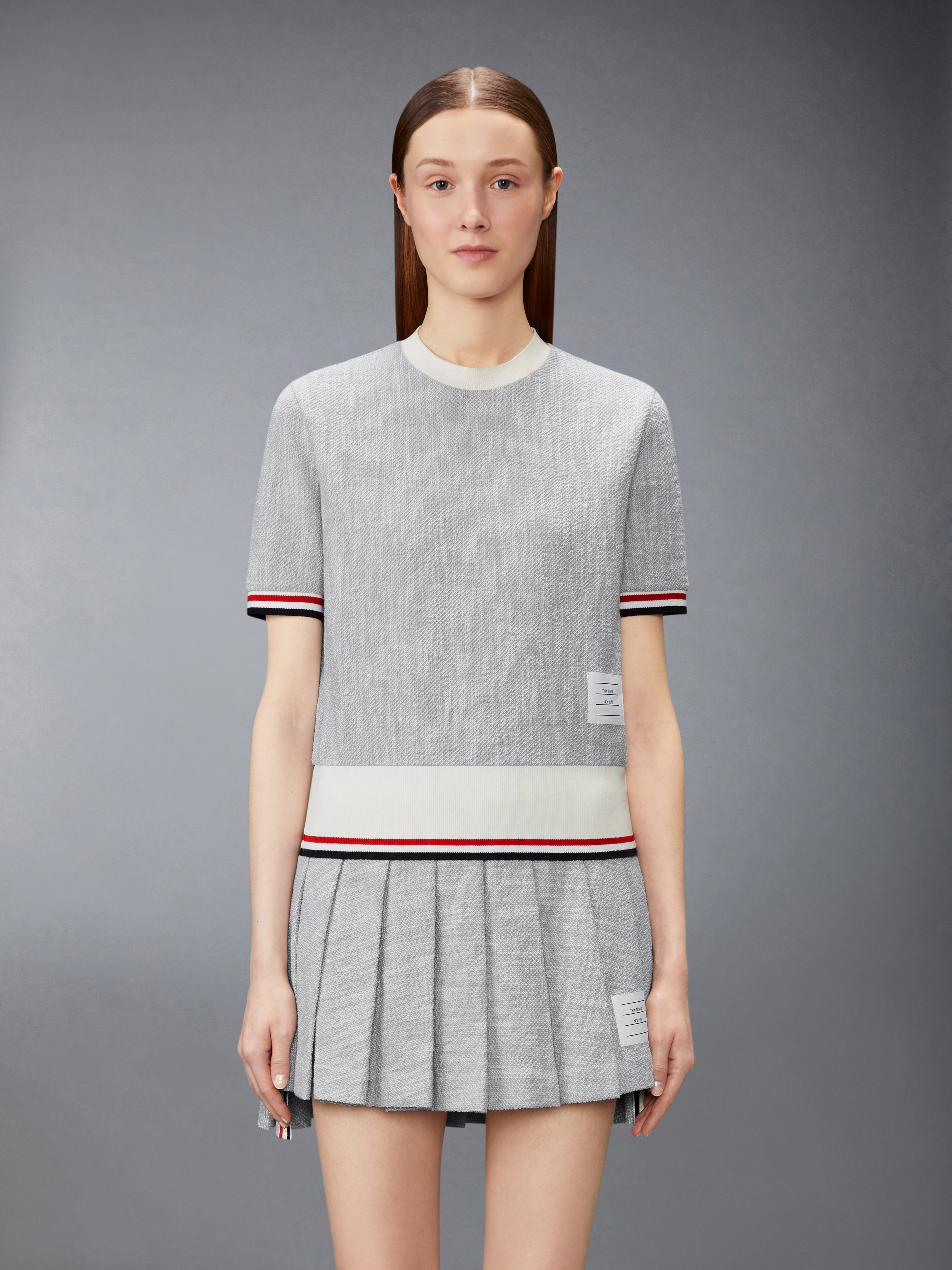 Cotton Tweed Rwb Cuff Tee | Thom Browne