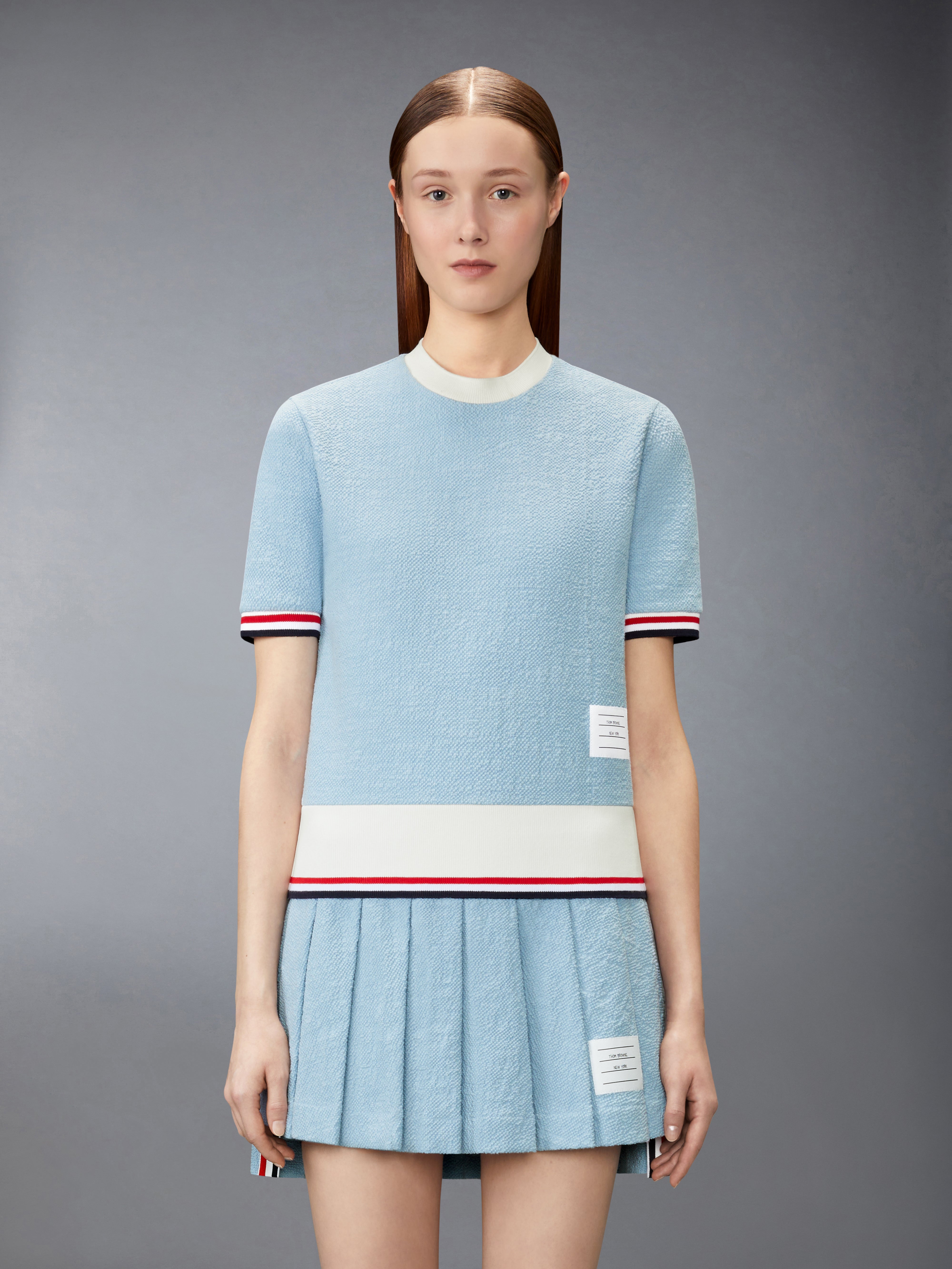 Cotton Tweed Rwb Cuff Tee | Thom Browne