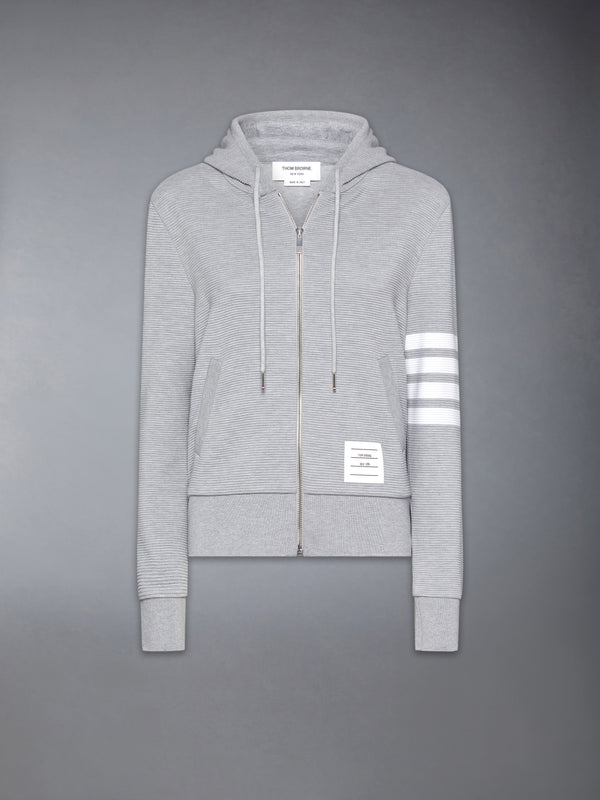 COTTON OTTOMAN RIB 4-BAR ZIP HOODIE - featured image