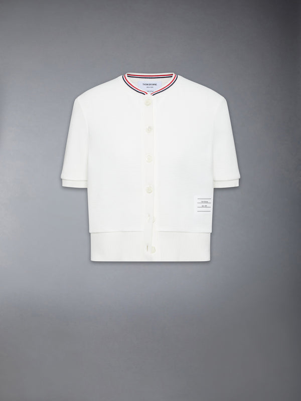 COTTON WAFFLE SHORT SLEEVE CARDIGAN - featured image