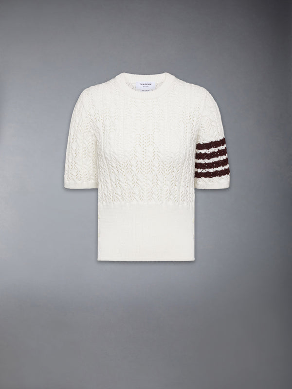 POINTELLE CABLE STITCH 4-BAR TEE - featured image