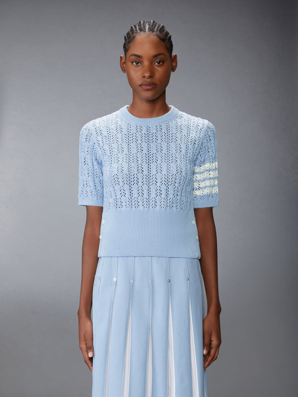 POINTELLE CABLE STITCH 4-BAR TEE - image 1