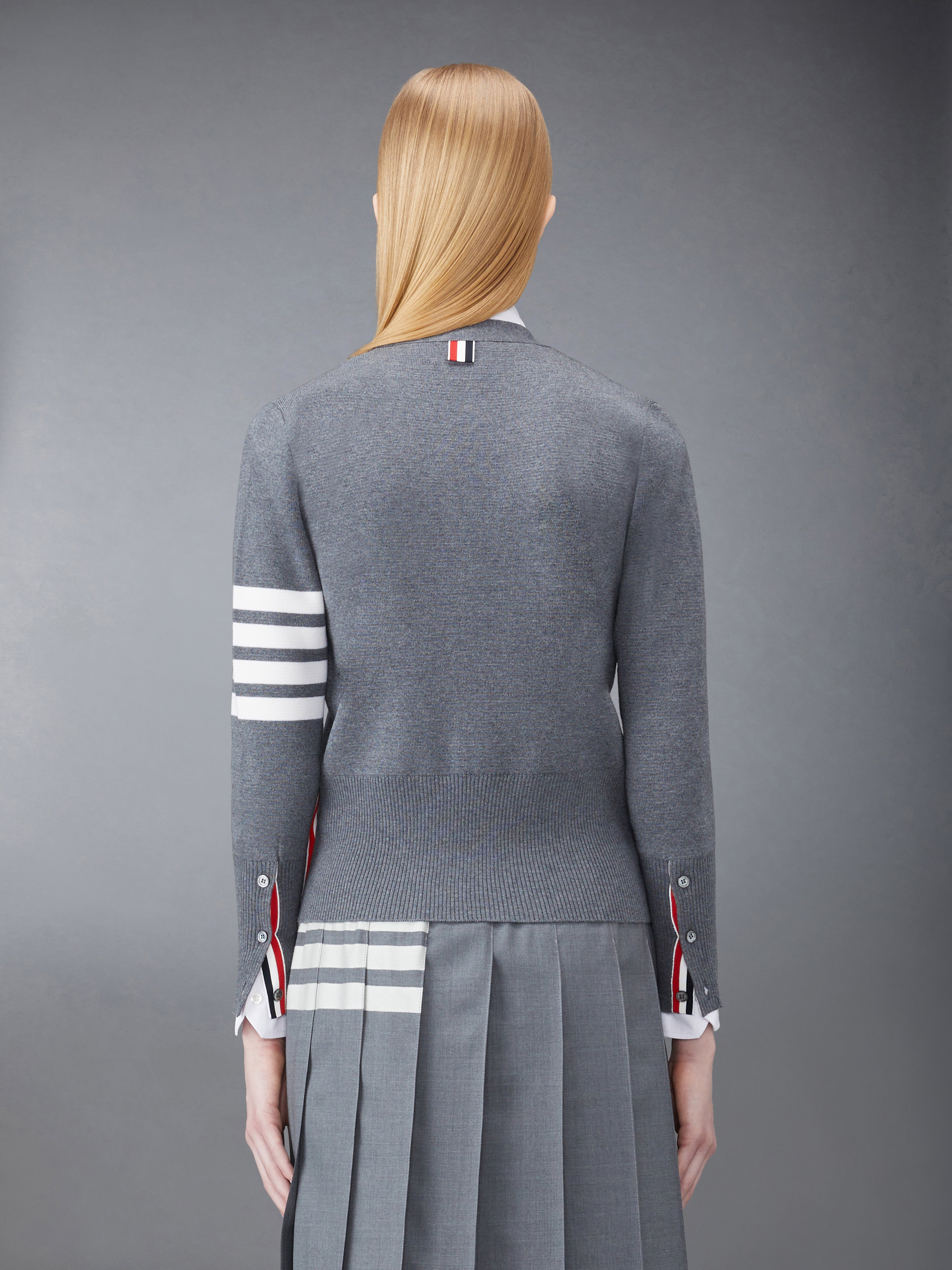 Wool 4 Bar V Neck Cardigan | Thom Browne