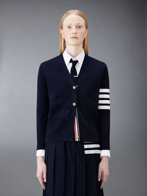 WOOL 4-BAR V-NECK CARDIGAN - featured image