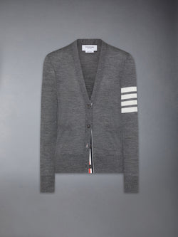 MERINO WOOL 4-BAR RELAXED FIT V-NECK CARDIGAN