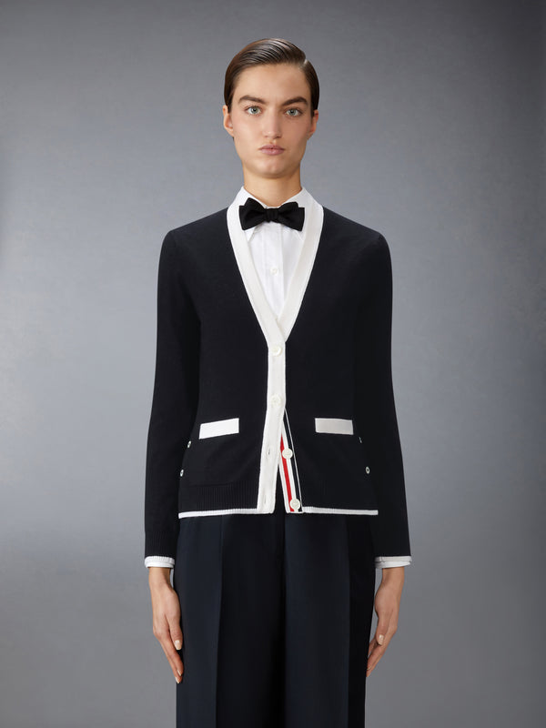 JERSEY STITCH CASHMERE V NECK CARDIGAN - image 1