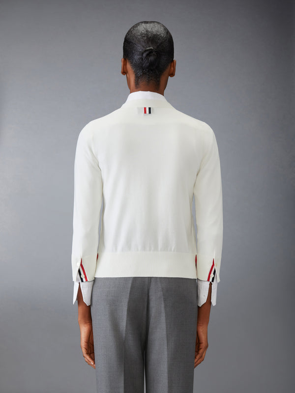 COTTON 4-BAR V NECK CARDIGAN - image 2