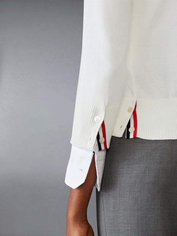 COTTON 4-BAR V NECK CARDIGAN - image 4