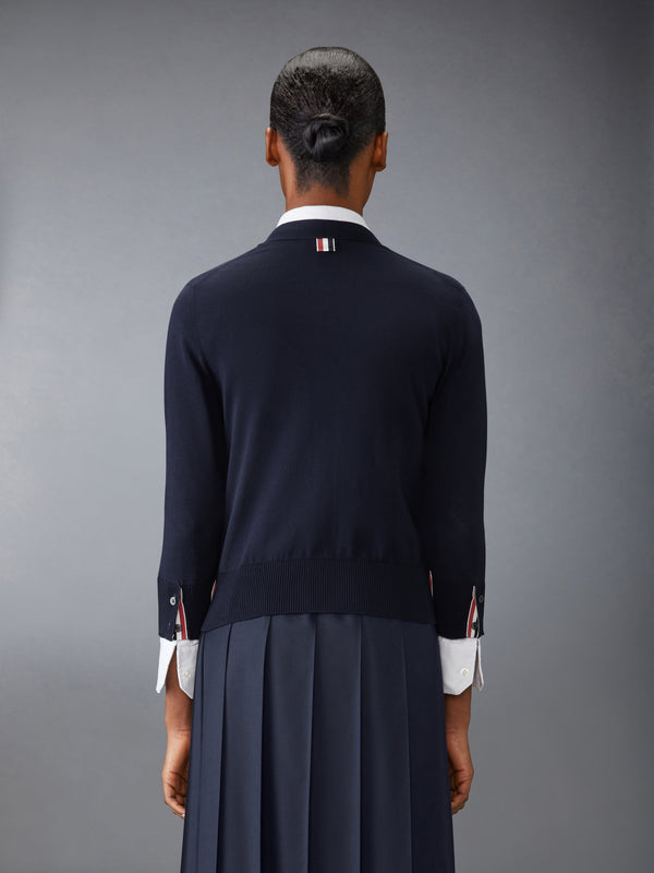 COTTON 4-BAR V NECK CARDIGAN - image 2