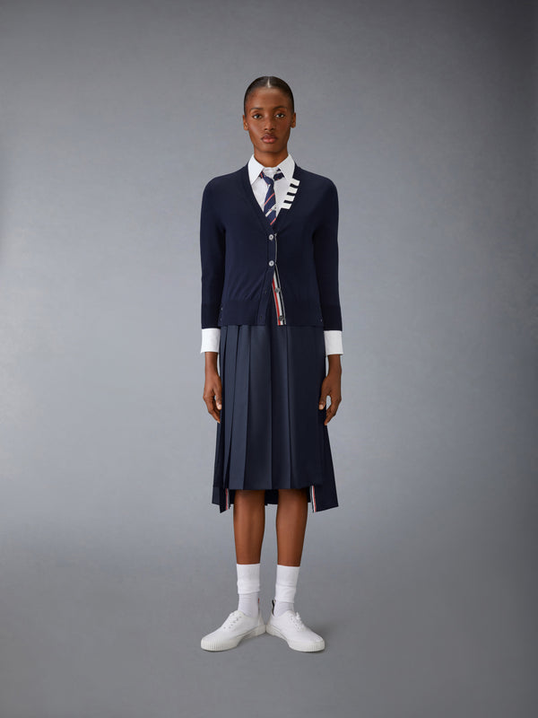 COTTON 4-BAR V NECK CARDIGAN - image 3