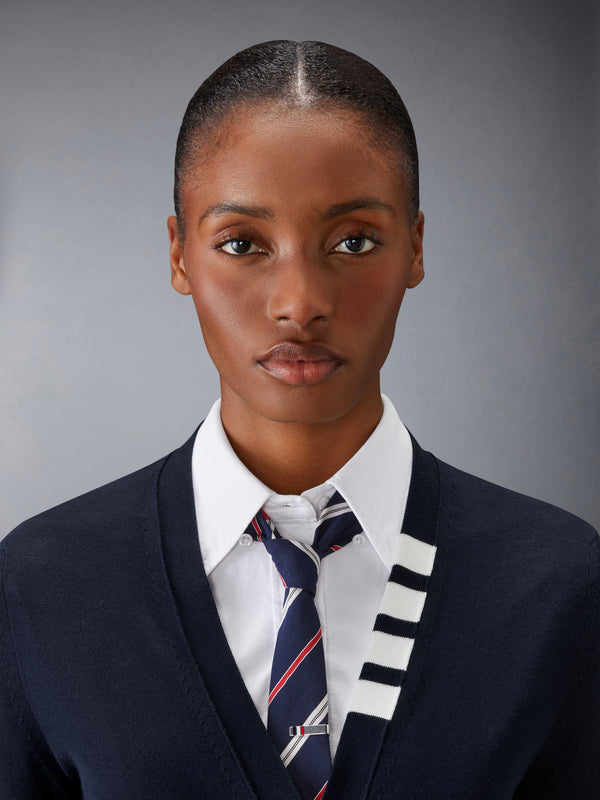 COTTON 4-BAR V NECK CARDIGAN - image 4