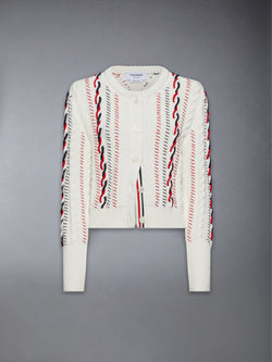 HAND CROCHET CABLE KNIT CROPPED CARDIGAN