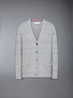 シアサッカー ニットツイード ジャカード Vネック カーディガン