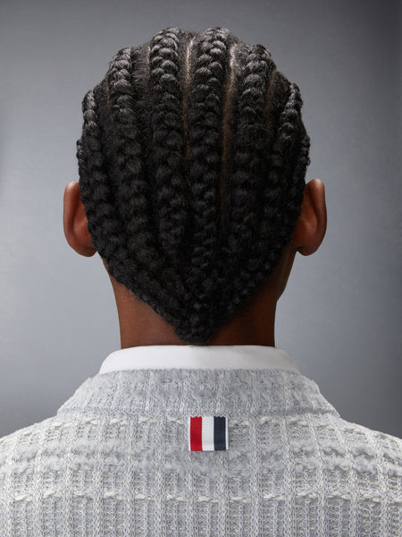 シアサッカー ニットツイード ジャカード Vネック カーディガン