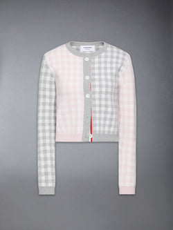 FUNMIX GINGHAM CHECK JACQUARD MERINO WOOL CARDIGAN