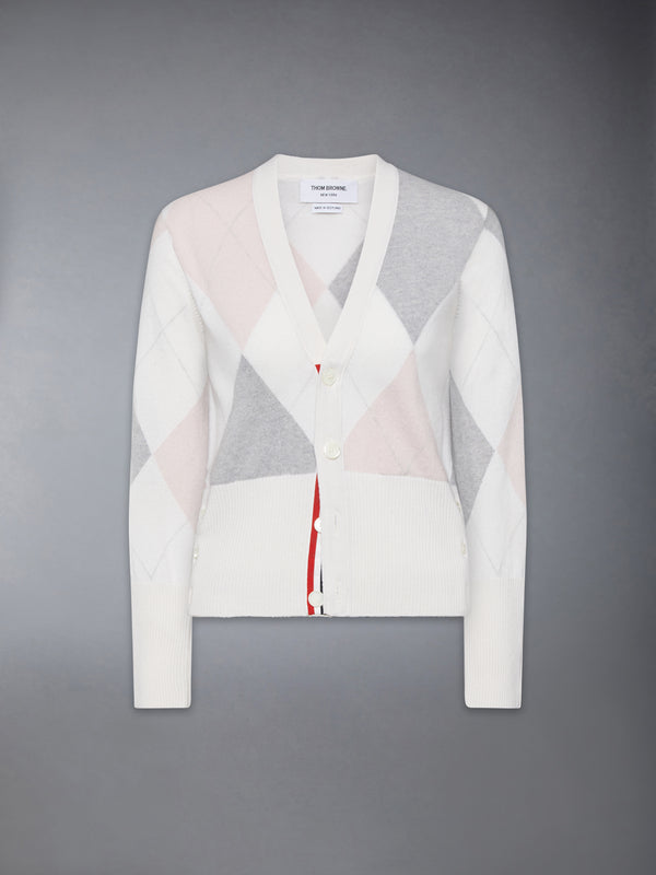 ARGYLE INTARSIA CASHMERE V NECK CARDIGAN - featured image