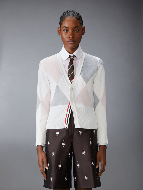 ARGYLE INTARSIA CASHMERE V NECK CARDIGAN - image 1