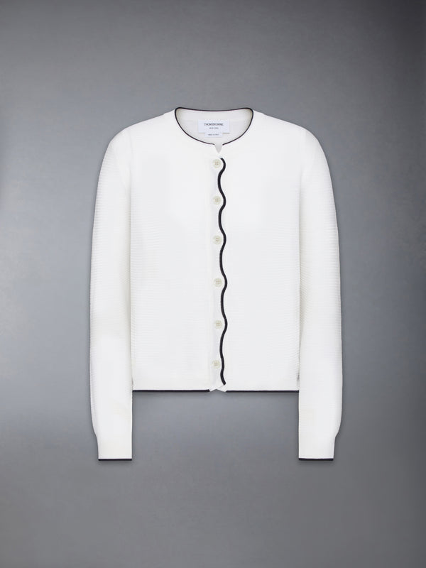WOOL CREPE 4-BAR CREW NECK CARDIGAN - featured image