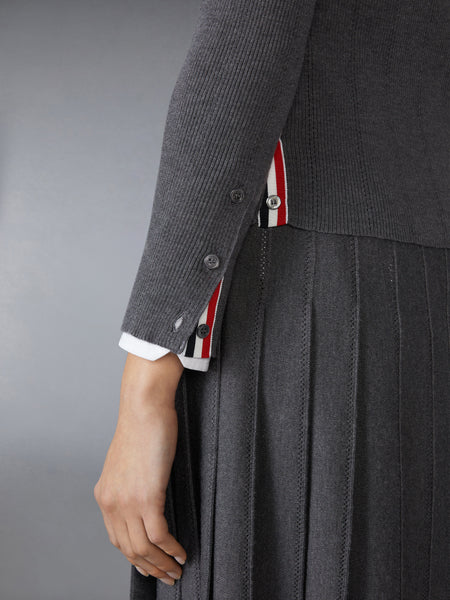 WOOL SILK POINTELLE V NECK CARDIGAN