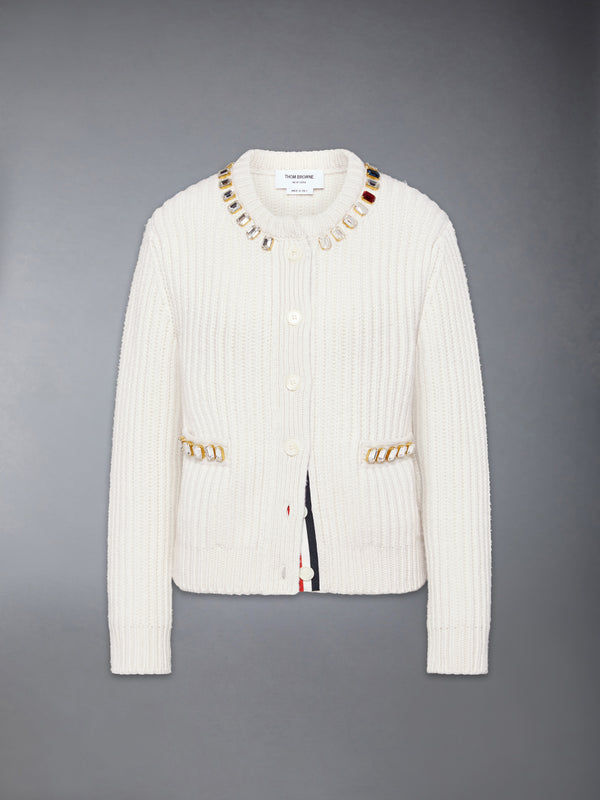 SWAROVSKI CRYSTAL HALF STITCH CASHMERE CARDIGAN - featured image