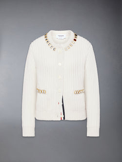 SWAROVSKI CRYSTAL HALF STITCH CASHMERE CARDIGAN