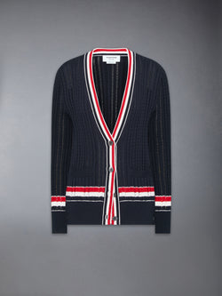 RWB STRIPE BABY LADDER CABLE ELONGATED CARDIGAN