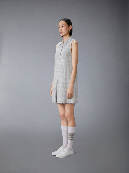 シアサッカー ニットツイード ジャカード ポロ ミニワンピース