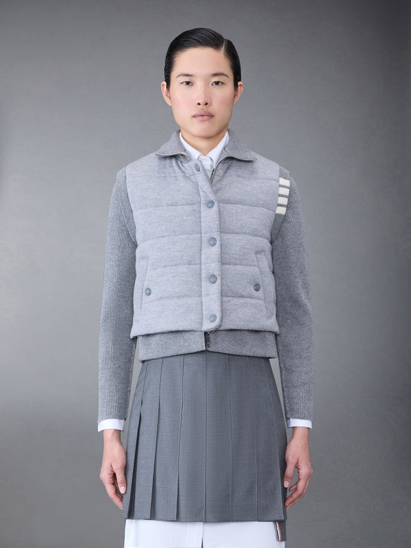 FINE MERINO AND JERSEY REVERSIBLE DOWN 4-BAR FUNNEL NECK JACKET - featured image
