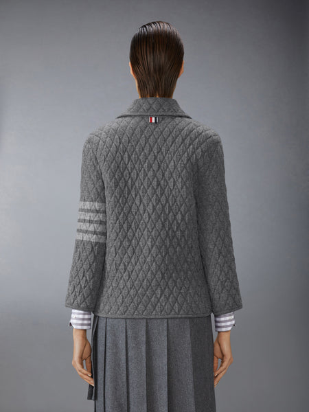 퀼티드 니트 자카드 메리노 울 4-바 워크 재킷