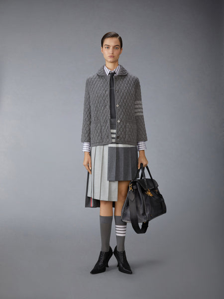 퀼티드 니트 자카드 메리노 울 4-바 워크 재킷