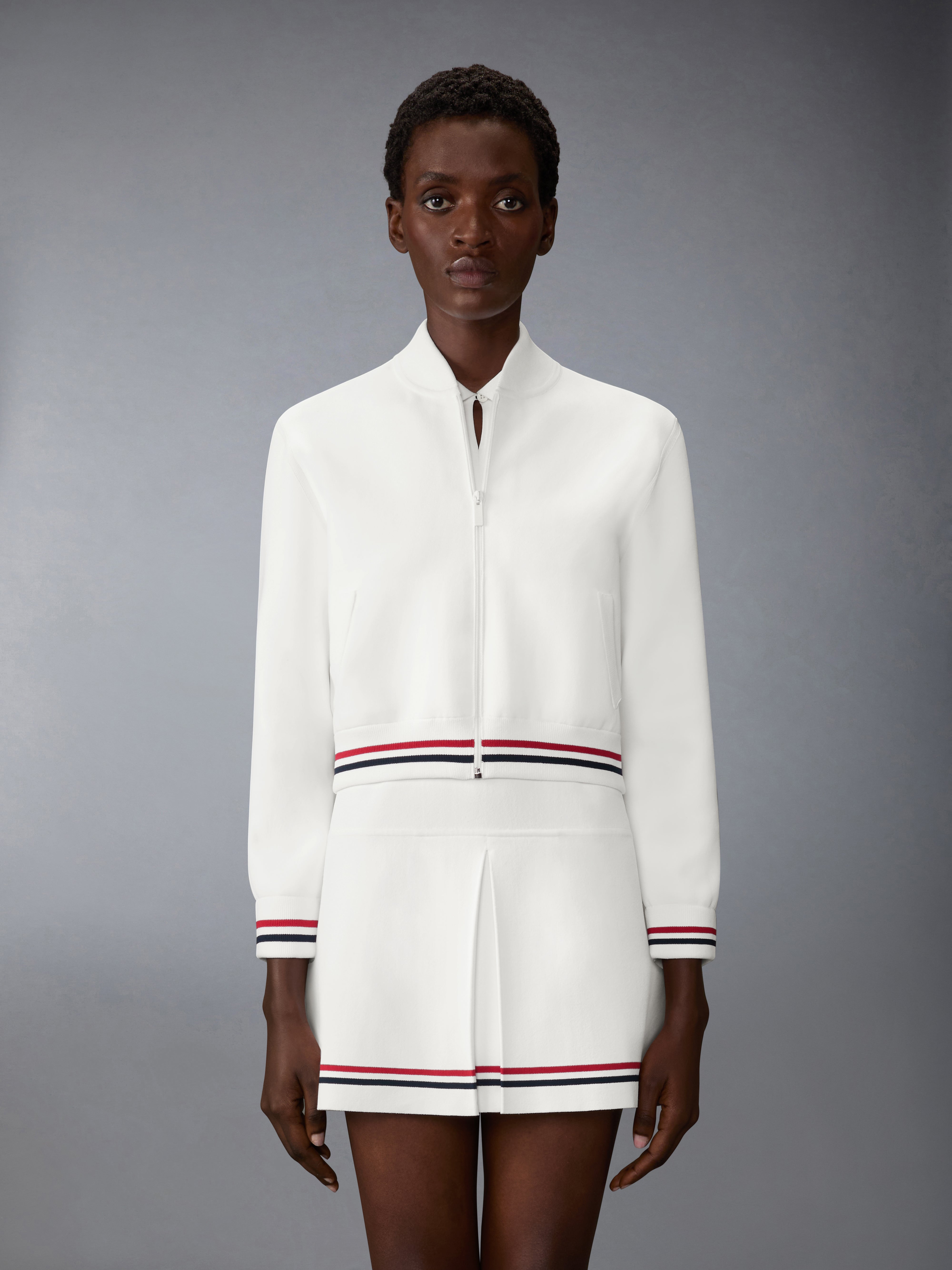 THOM BROWNE RWB バック ストライプ シルクコットン ニット Thom Browne Rear RWB Stripe Sweatshirt | Blue | FARFETCH