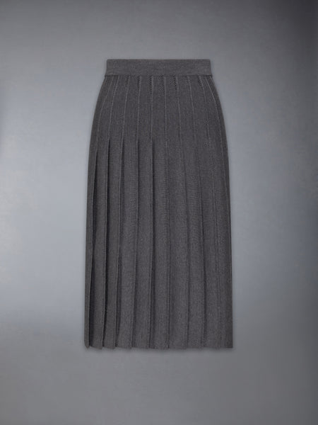 WOOL SILK POINTELLE PLEATED SKIRT