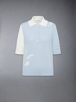 FUNMIX FEATHER INTARSIA POINTELLE 4 BAR POLO