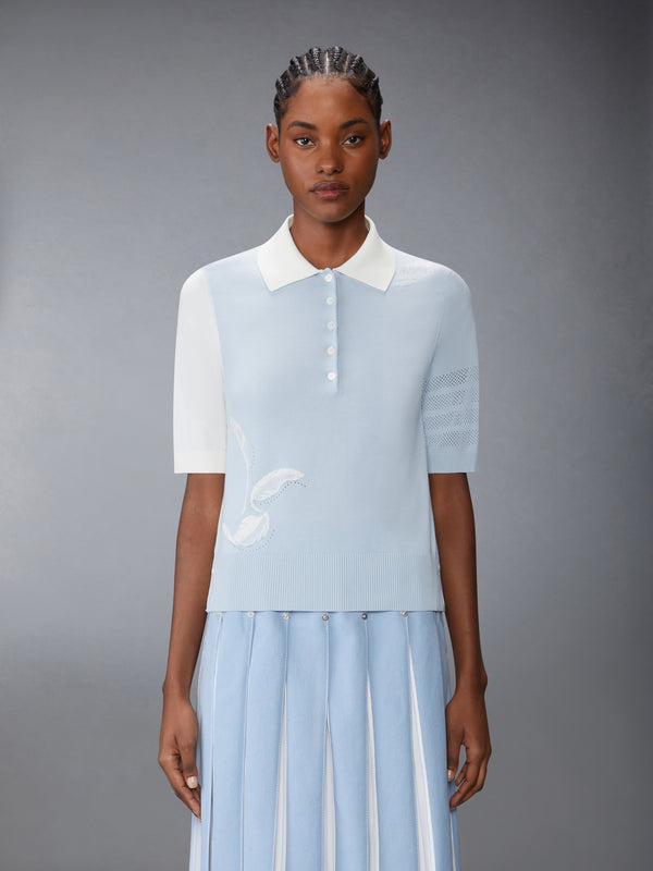 FUNMIX フェザー インターシャ ポインテール 4-BAR ポロシャツ - image 1