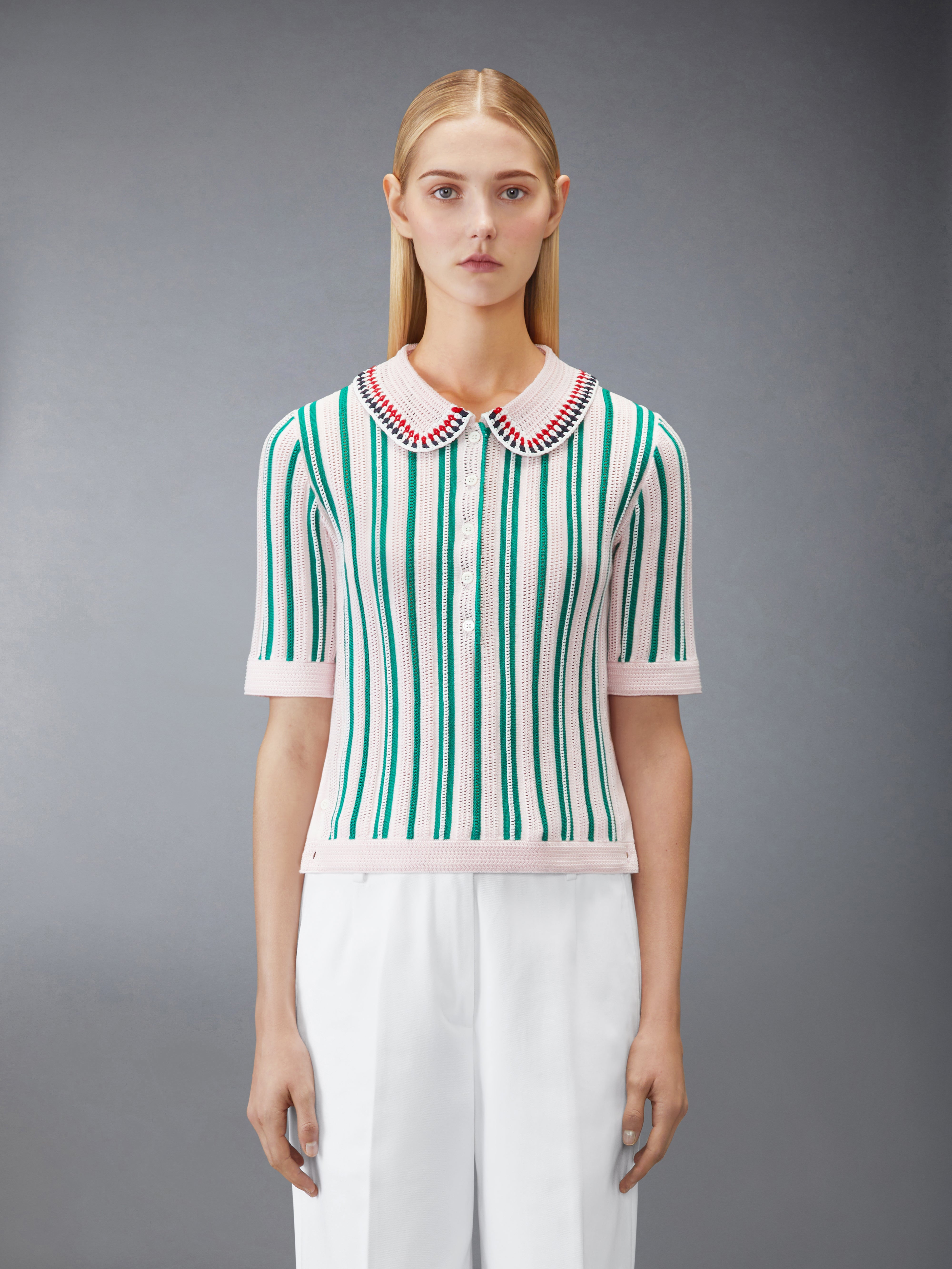 the Virgins　stripe polo ストライプポロ Crochet Stitch Rwb Stripe Polo | Thom Browne