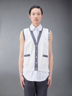 Cotton Milano and Oxford 4-Bar V-Neck Cardigan Vest Shirt Combo