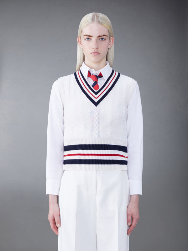 CASHMERE CABLE V-NECK VEST - featured image