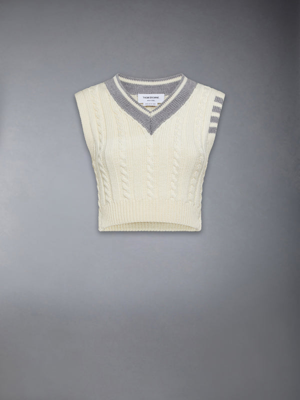 CLASSIC CABLE 4-BAR V NECK VEST - featured image