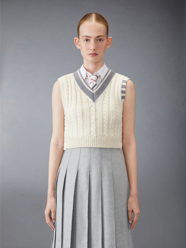 CLASSIC CABLE 4-BAR V NECK VEST - image 1