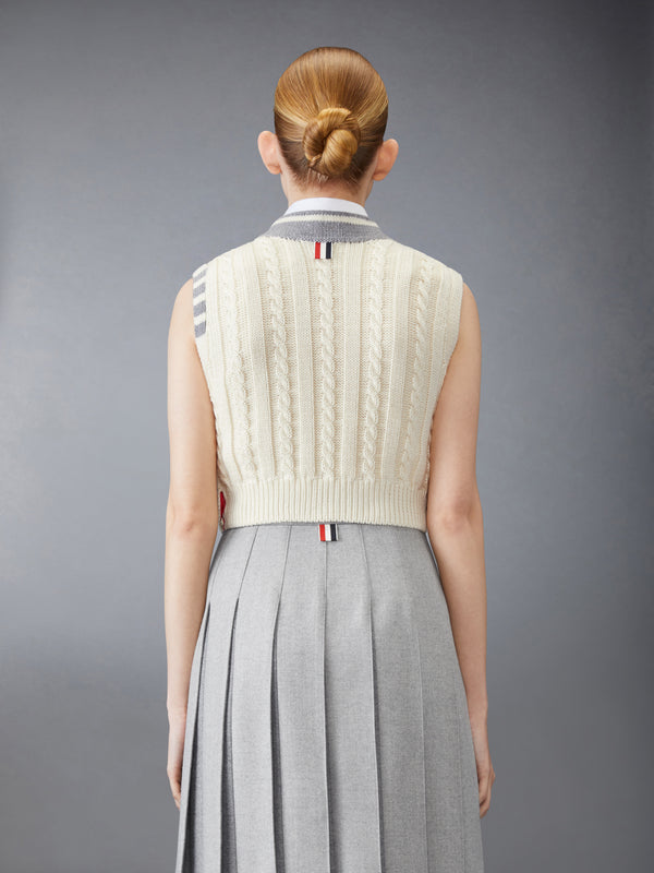 CLASSIC CABLE 4-BAR V NECK VEST - image 2