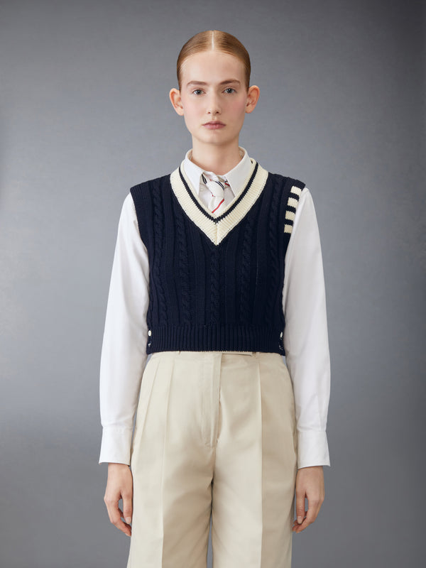 CLASSIC CABLE 4-BAR V NECK VEST - image 1