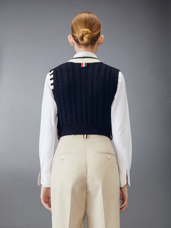 CLASSIC CABLE 4-BAR V NECK VEST - image 2