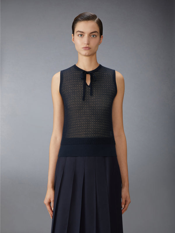 COTTON CASHMERE NECK TIE SHELL TOP - image 1