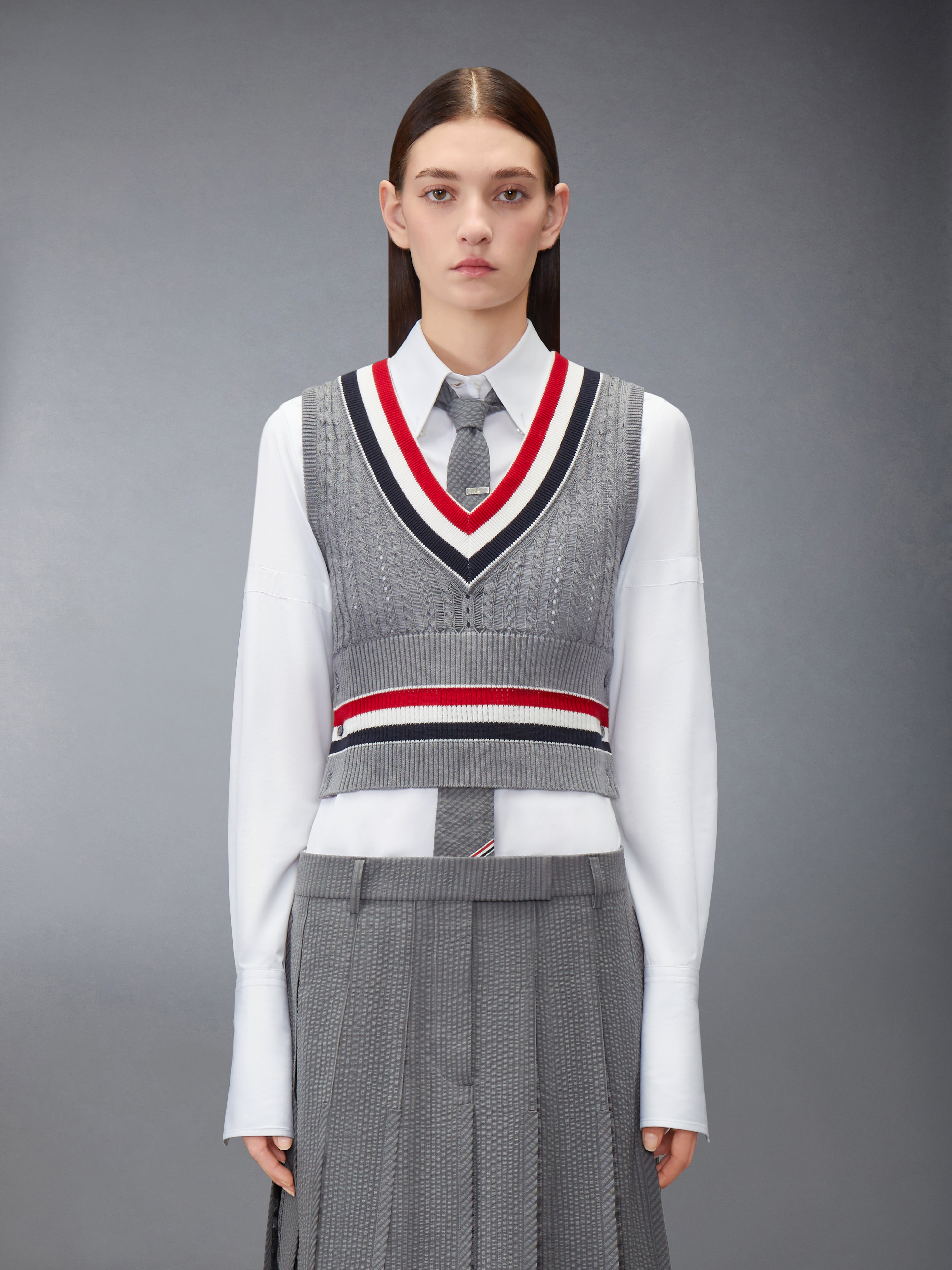 Cricket Rwb Stripe Baby Ladder Cable Shrunken Vest | Thom Browne