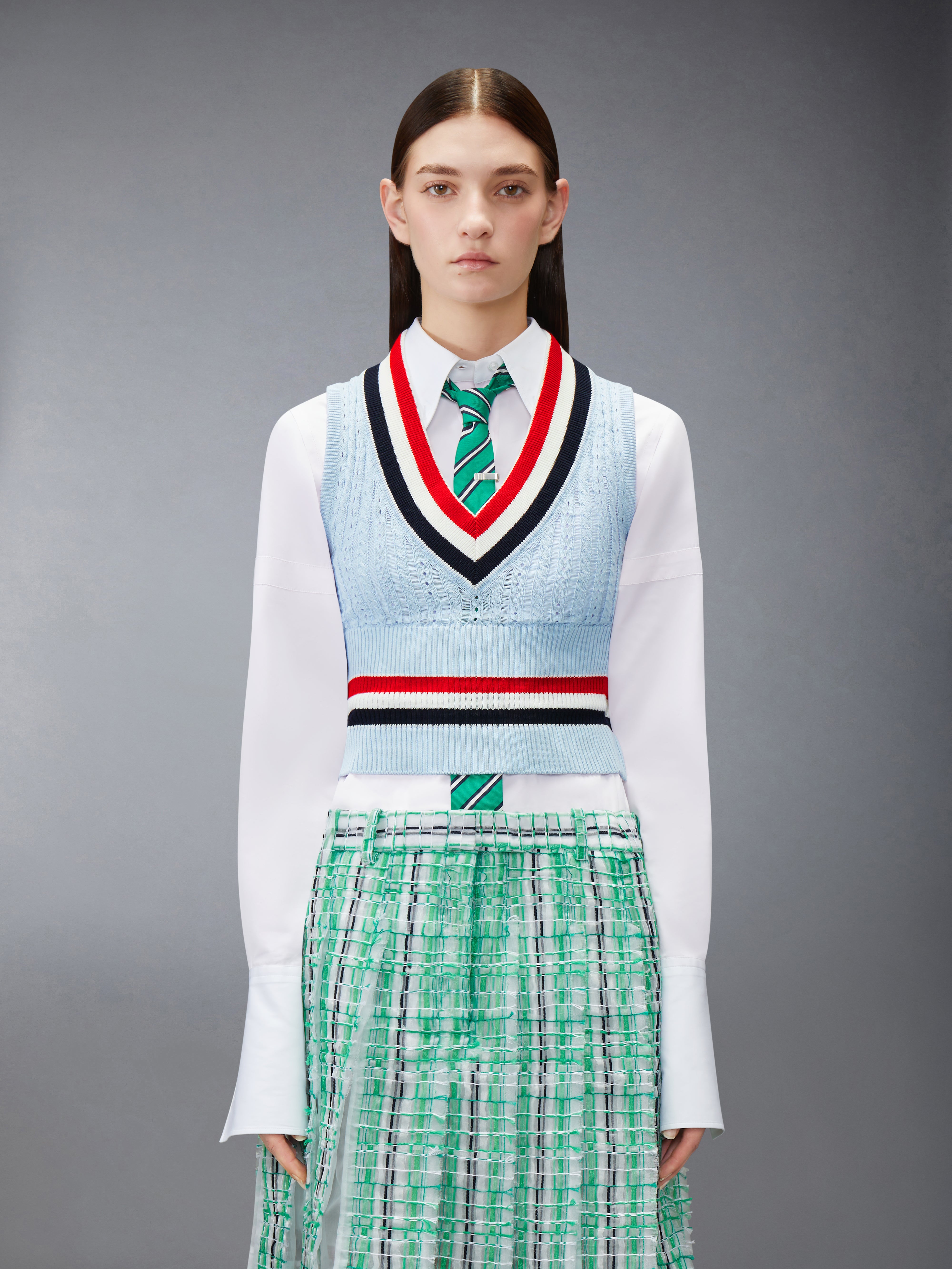 Cricket Rwb Stripe Baby Ladder Cable Shrunken Vest | Thom Browne