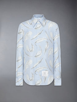 FEATHER PRINTED SILK TWILL EASY FIT SHIRT