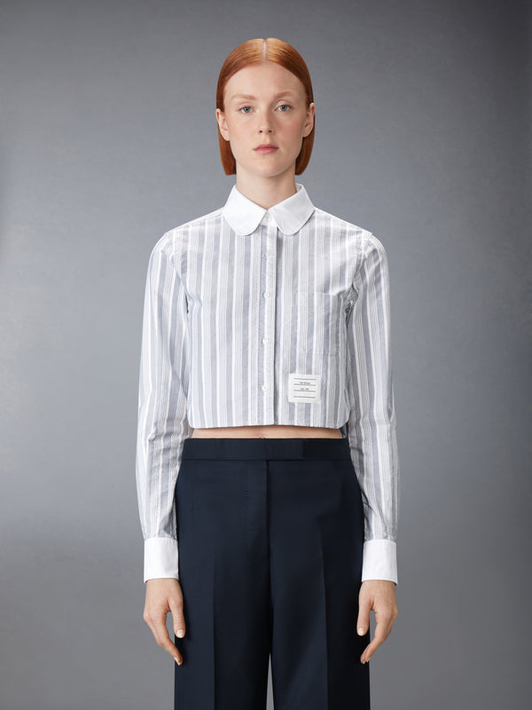 STRIPED OXFORD CROPPED SHIRT - image 1