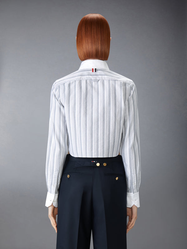 STRIPED OXFORD CROPPED SHIRT - image 3