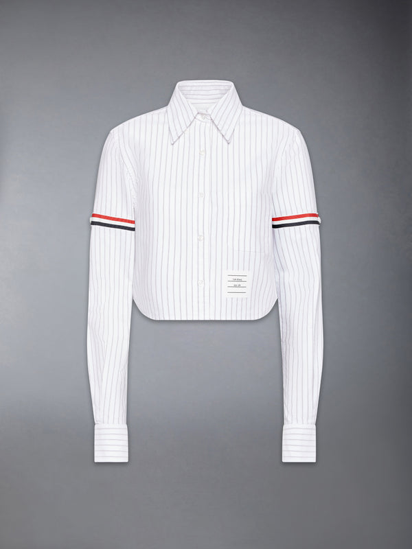 OXFORD PINSTRIPE ARMBAND CROPPED SHIRT - featured image