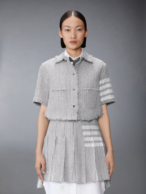 SOLID TWEED 4-BAR CROPPED SHIRT JACKET - image 1